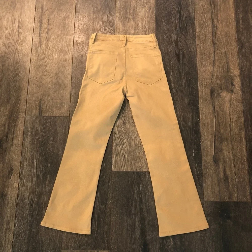 FRAME Le Crop Mini Boot Jeans Light Camel Coated Brown Size 26 Stretch